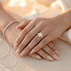 Radiant cut lab diamond ring with diamond accented band