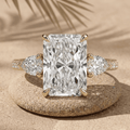 Radiant lab diamond pavé band wedding ring in 10K solid gold