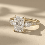 Radiant diamond wedding ring with sparkling pavé setting