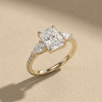 Radiant lab grown diamond bridal ring in yellow gold