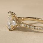 Solid gold lab diamond ring with diamond pavé band