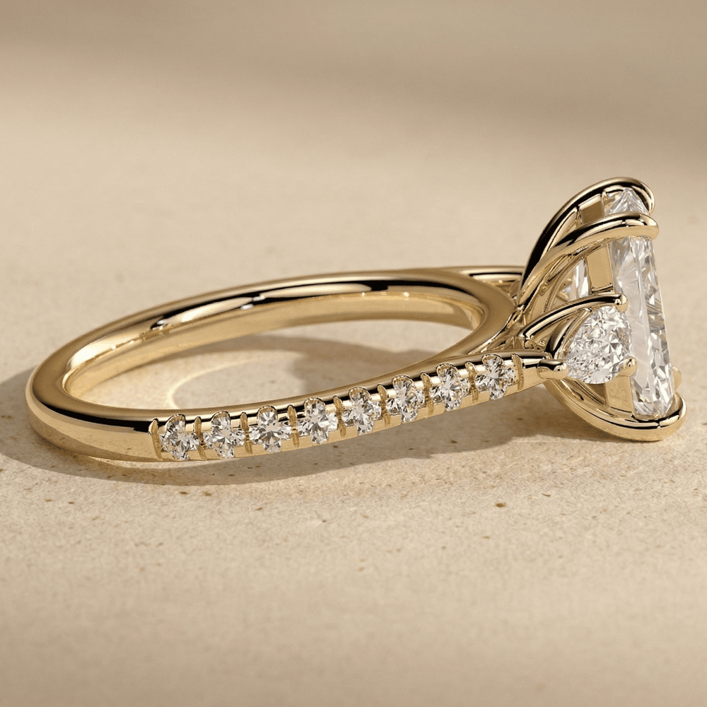 Lab grown radiant diamond bridal ring in solid 10K gold
