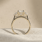 10K gold radiant cut diamond engagement ring for women