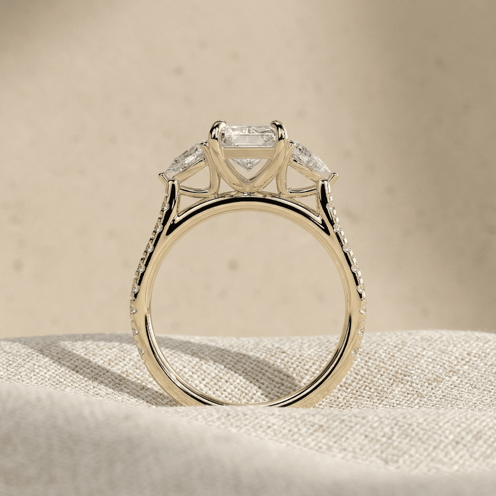 10K gold radiant cut diamond engagement ring for women