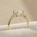 Lab diamond radiant engagement ring with cluster setting