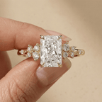 Radiant cut lab grown diamond cluster ring for women