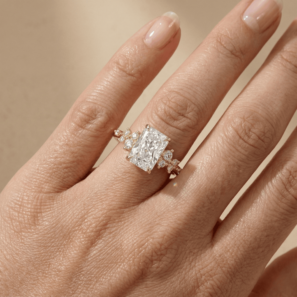 Elegant radiant cut lab diamond engagement ring for her