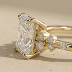 Gold radiant lab diamond cluster ring with sparkling stones