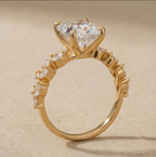 Close up of radiant lab grown diamond floral ring