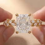 Radiant cut lab diamond floral engagement ring