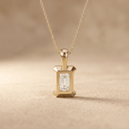 Radiant Lab Grown Half Bezel Pendant Necklace 14K Gold