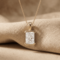 Radiant Lab Grown Half Bezel Pendant Necklace 14K Gold
