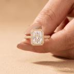 Radiant lab diamond halo ring worn on hand