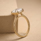 Moissanite cathedral ring sparkle close-up shot