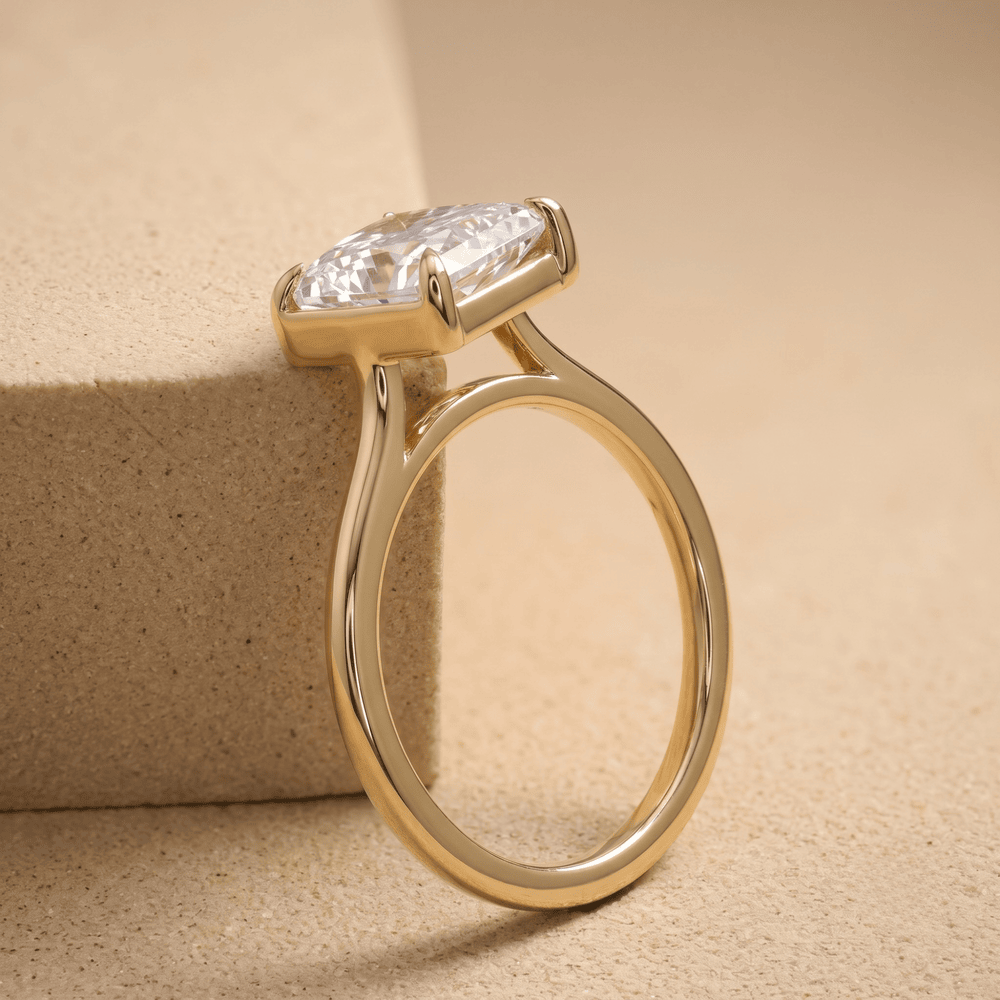 Moissanite cathedral ring sparkle close-up shot