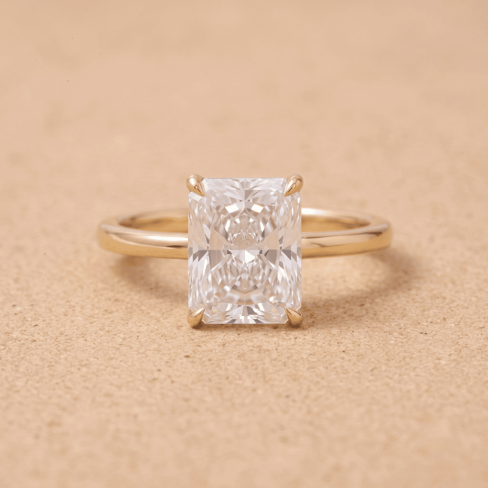 Petal radiant cut moissanite engagement ring front view