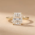 Petal radiant cut moissanite engagement ring front view