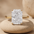 Radiant cut moissanite birthstone ring for mom in 14K gold
