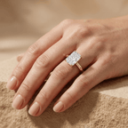 Conflict-free radiant moissanite ring in 14K gold setting
