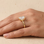 14K gold birthstone ring with radiant moissanite stone