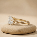 Radiant moissanite birthstone ring side profile view