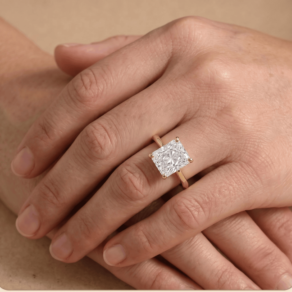 Moissanite solitaire ring gift box presentation for mom