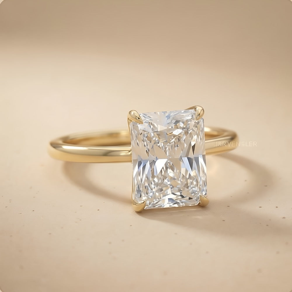 Petal Collection radiant cut engagement ring side profile