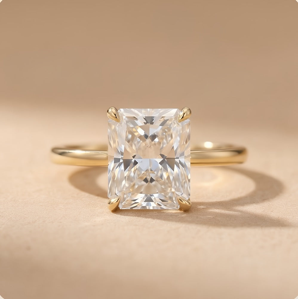 Petal Radiant lab grown diamond solitaire ring front view
