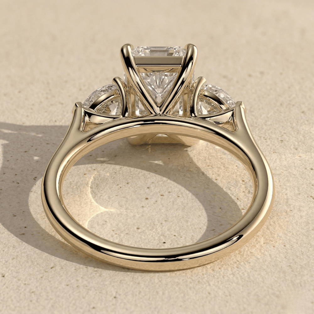Radiant Lab Diamond Wedding Ring with Elegant Cathedral Setting