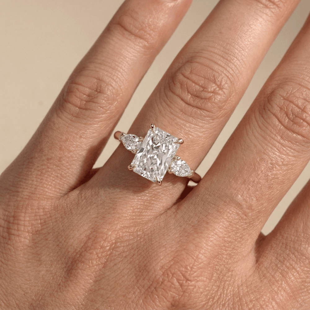 Three Stone Lab Diamond Engagement Ring for Women