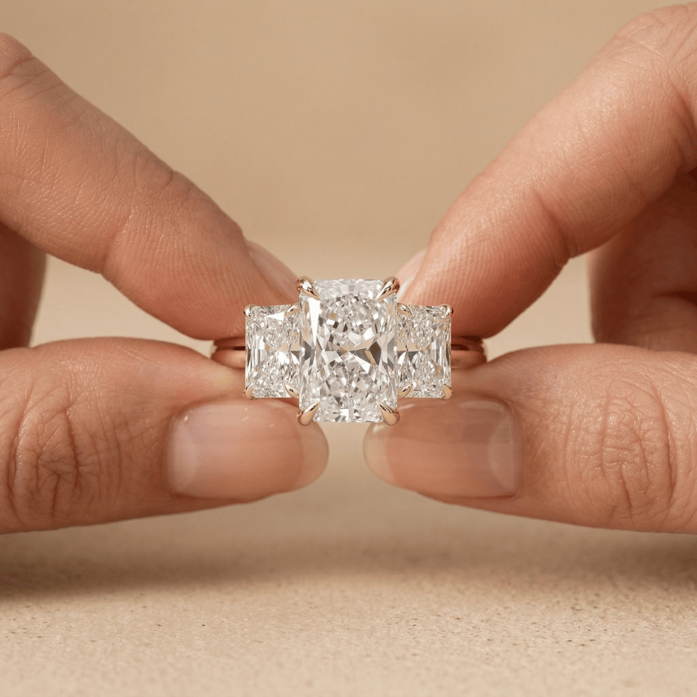Elegant radiant cut lab grown diamond ring for her