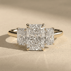 14K solid gold radiant cut diamond bridal ring for women