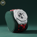 Red Army Silicone Belt Bling Fully Iced Out Diamond Watch