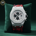 Red Army Silicone Belt Bling Fully Iced Out Diamond Watch