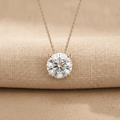 Rose Gold Round Brilliant Solitaire Pendant Necklace 16 inch