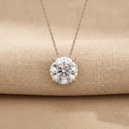 Rose Gold Round Brilliant Solitaire Pendant Necklace 16 inch