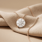Rose Gold Round Brilliant Solitaire Pendant Necklace 16 inch