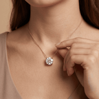Rose Gold Round Brilliant Solitaire Pendant Necklace 16 inch