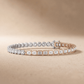Round and emerald lab diamond tennis bracelet