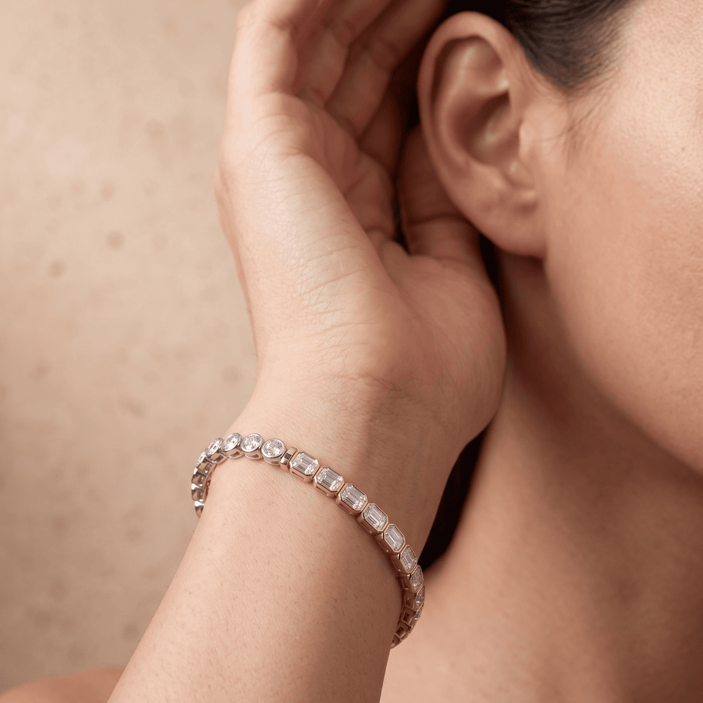 Emerald cut lab diamond tennis bracelet