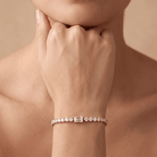 Round And Emerald Lab grown Diamond Tennis Bracelet in 10KT
