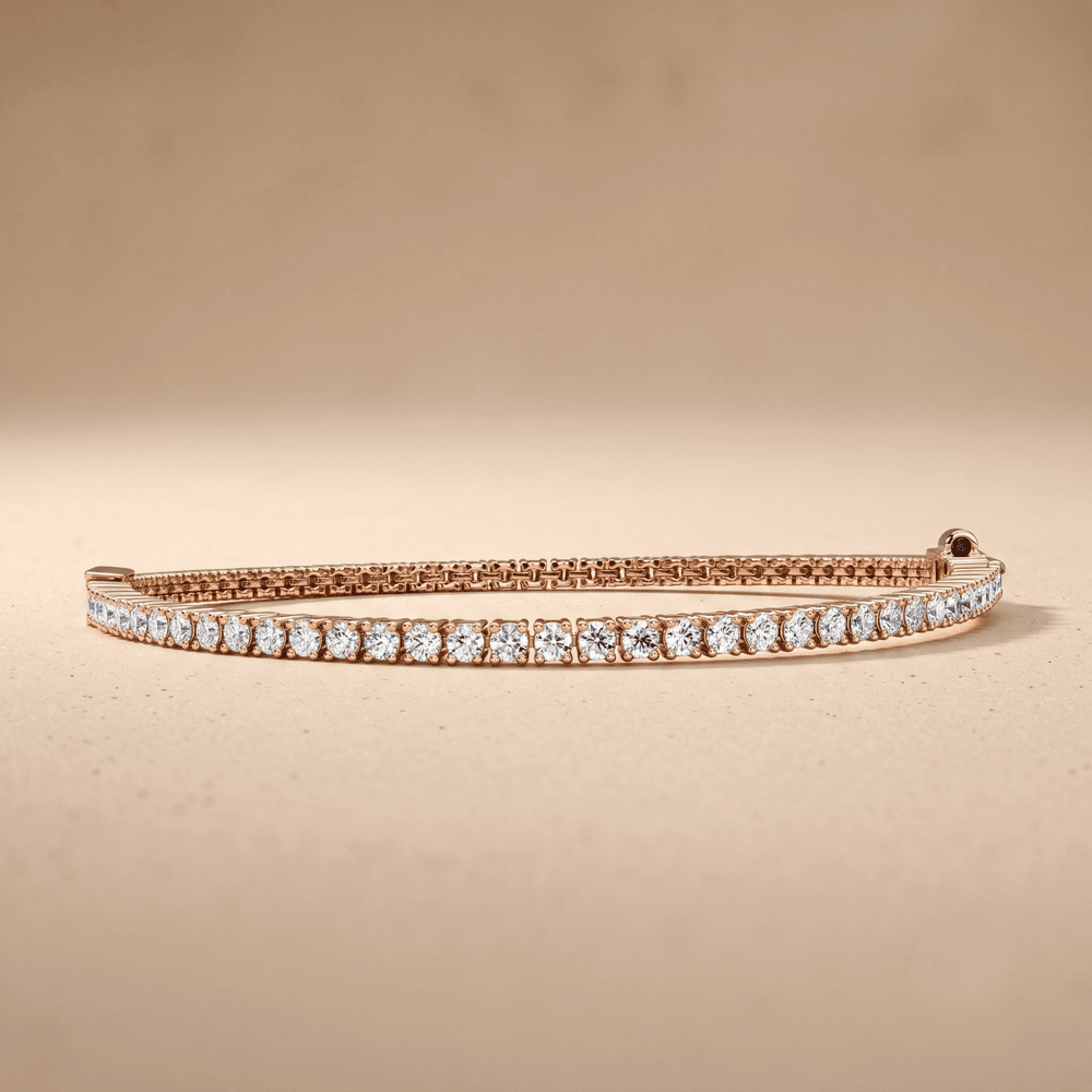 Round And Emerald Lab grown Diamond Tennis Bracelet in 10KT