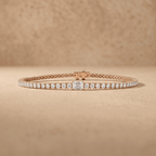 Round And Emerald Lab grown Diamond Tennis Bracelet in 10KT
