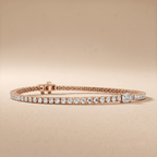 Round And Emerald Lab grown Diamond Tennis Bracelet in 10KT