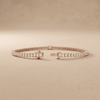 Round And Emerald Lab grown Diamond Tennis Bracelet in 10KT