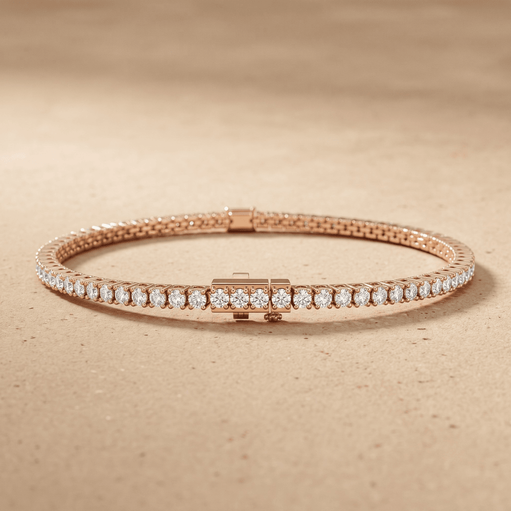 Round And Emerald Lab grown Diamond Tennis Bracelet in 10KT