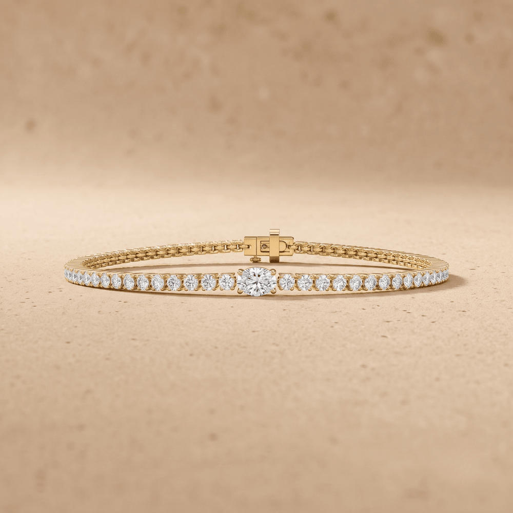 Round and oval lab diamond tennis bracelet