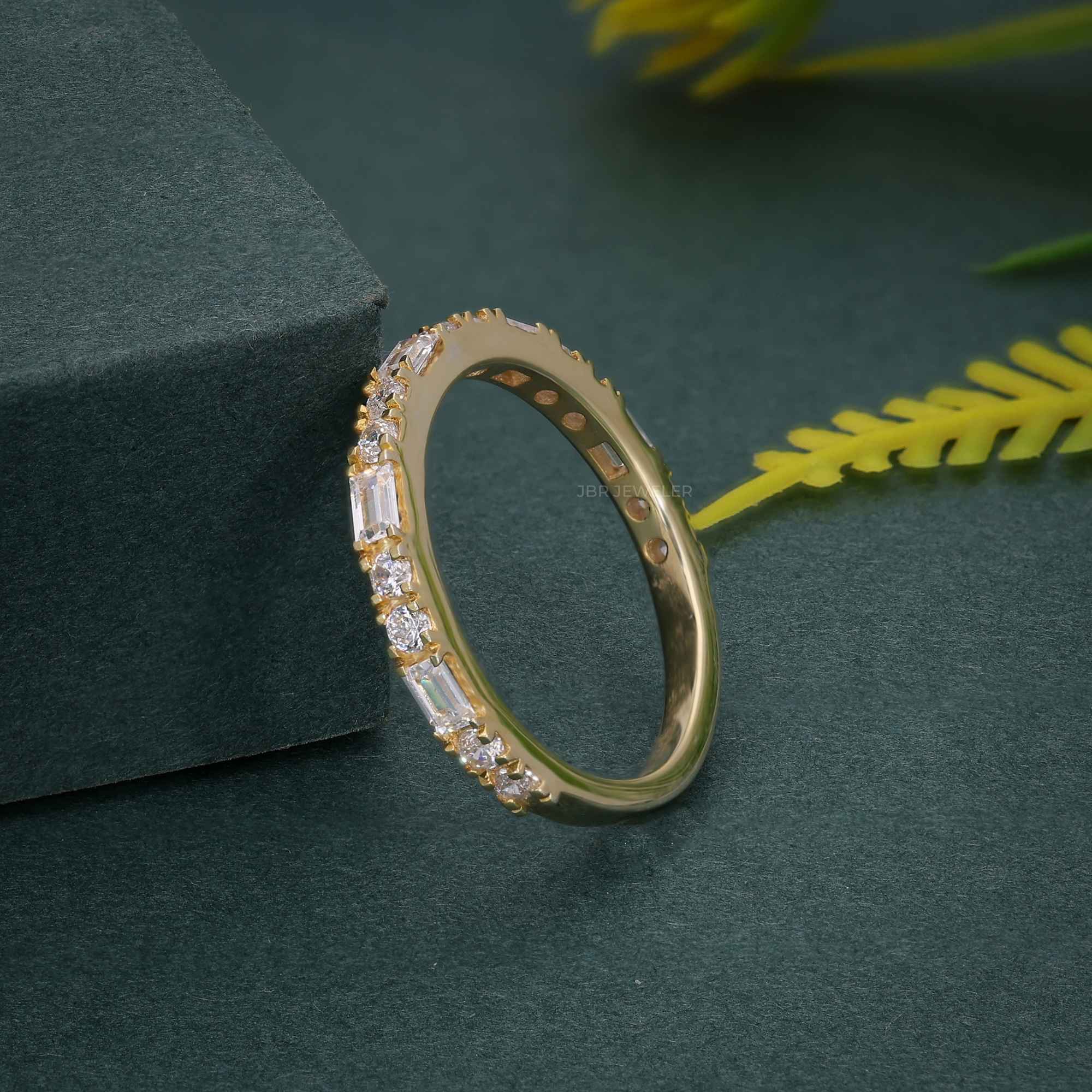 Round/Baguette Cut Dainty Lab Grown Wedding Ring - JBR Jeweler