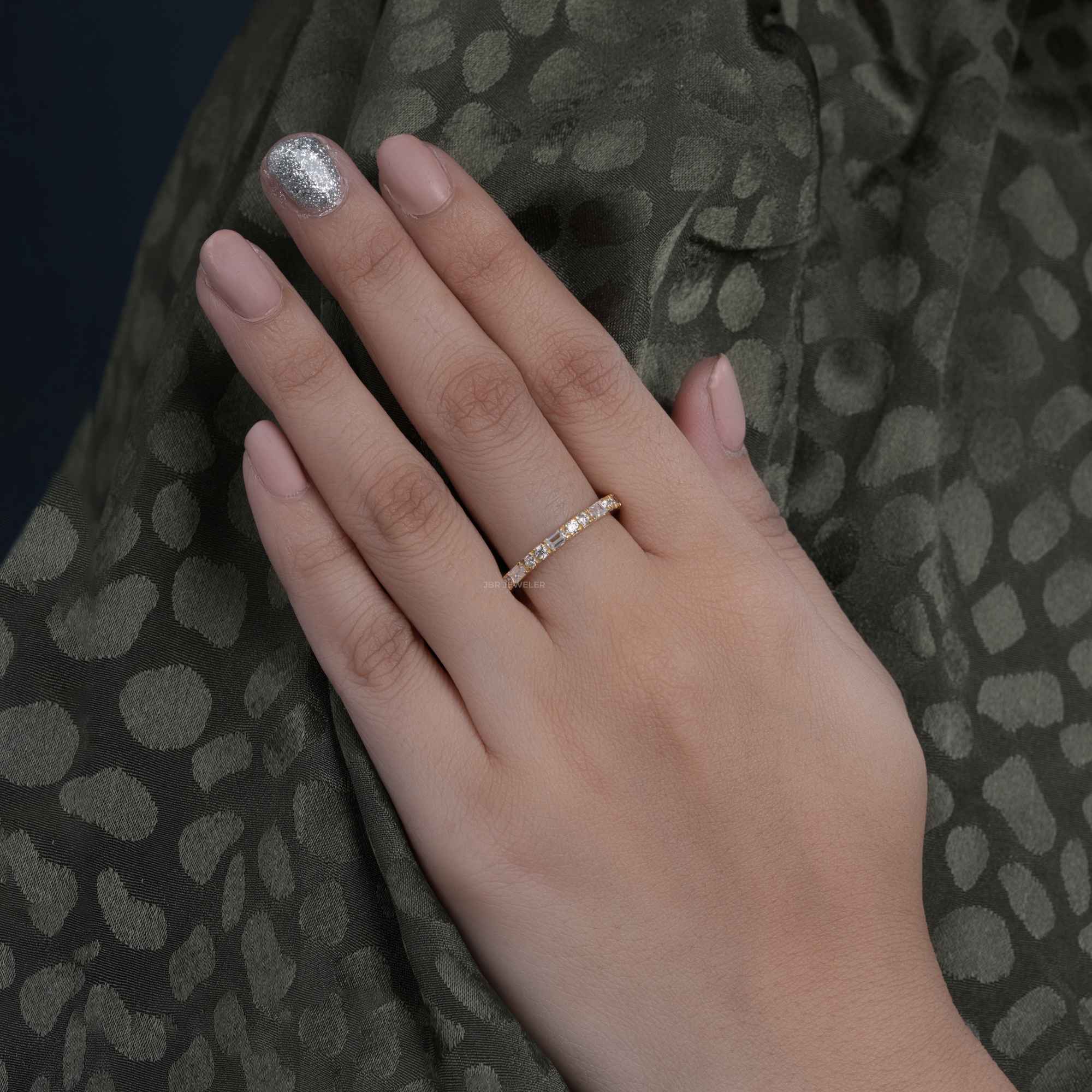 Round/Baguette Cut Dainty Lab Grown Wedding Ring - JBR Jeweler