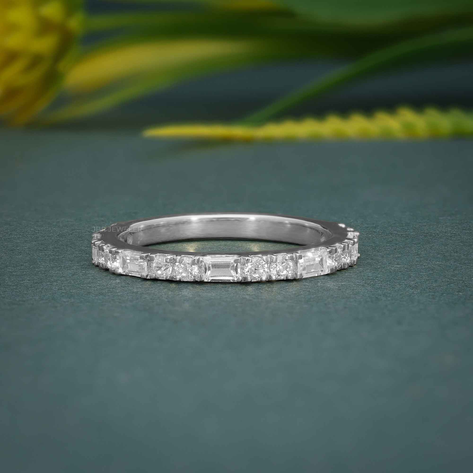 Round/Baguette Cut Dainty Lab Grown Wedding Ring - JBR Jeweler
